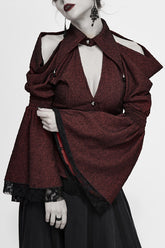 Red Off The Shoulder Trumpet Sleeves Sexy Womens Gothic Blouse